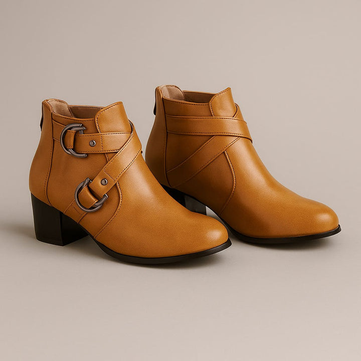 Valara Cross-Buckle Boots