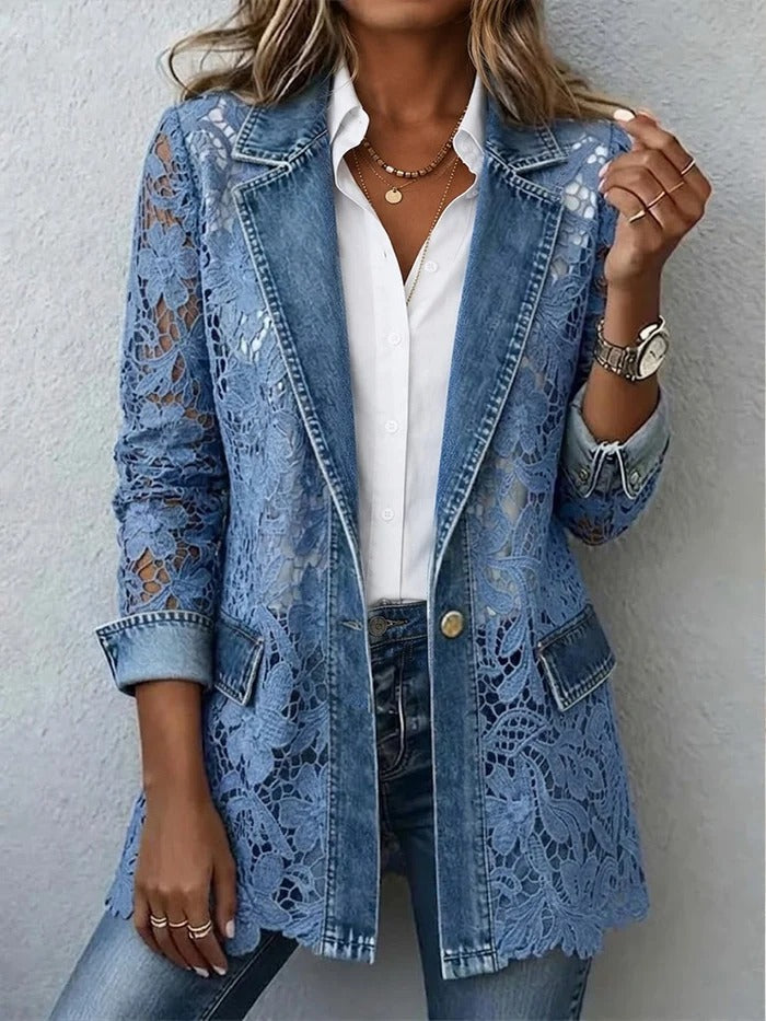 Kamberly™ | Boho-Chic Floral Utility Ruffled Trim Jacket